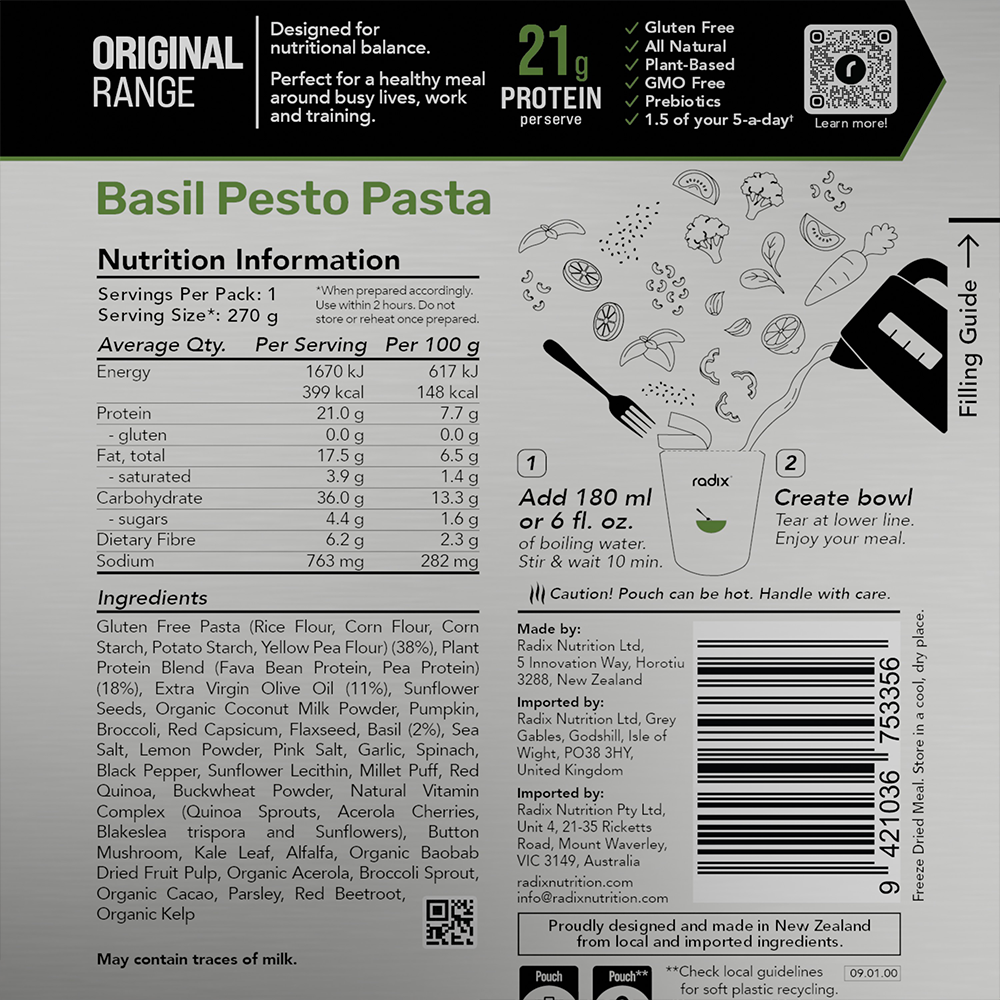Original Meal - Basil Pesto Pasta / 400 kcal (8 Pack)