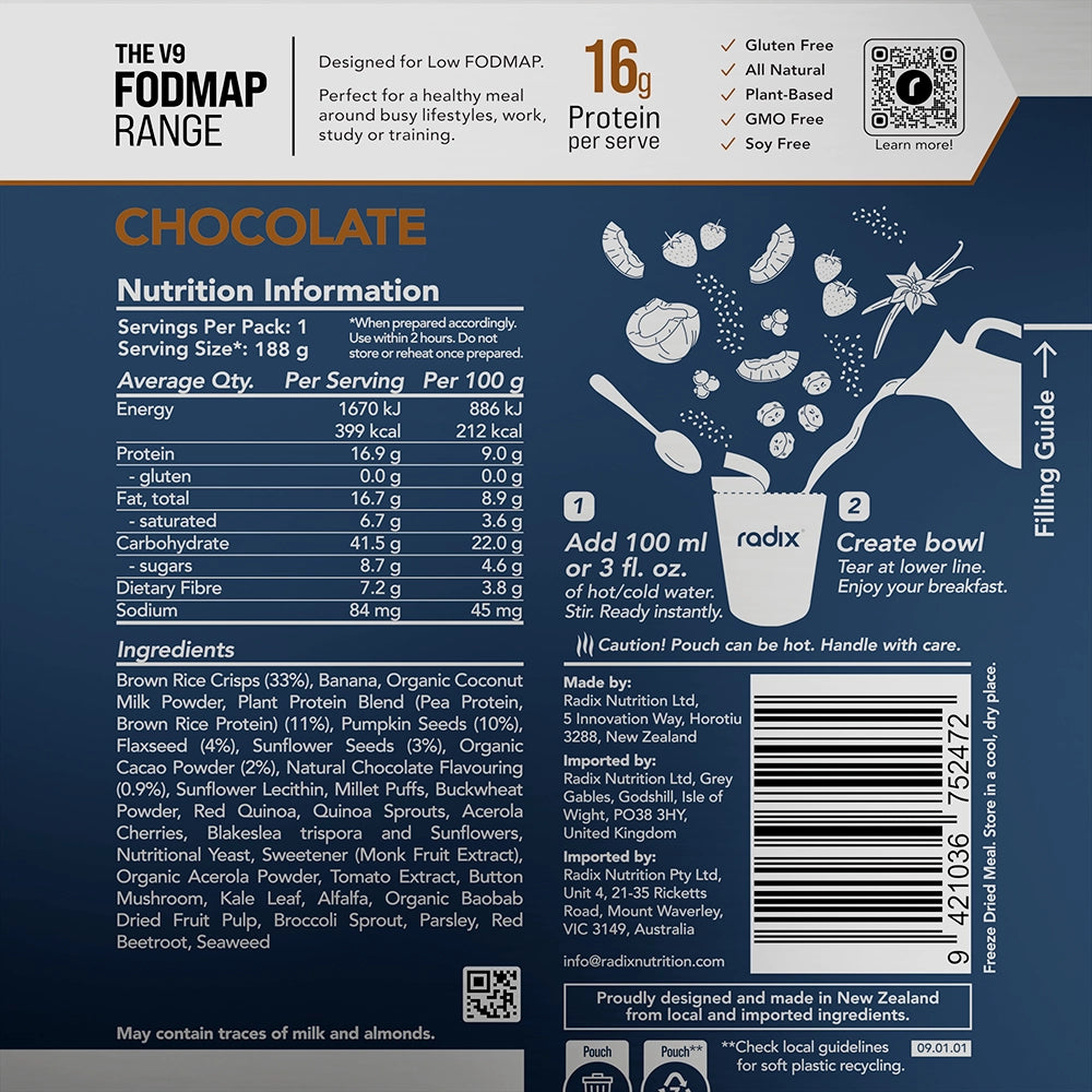 Fodmap Breakfast - Chocolate / 400 kcal (1 Serving)