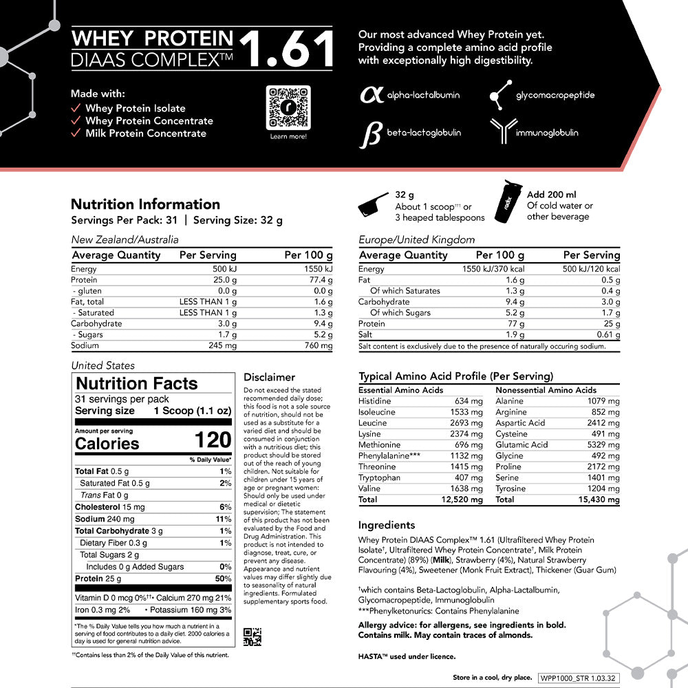 Whey DIAAS Complex 1.61 - Strawberry / 1kg Bag